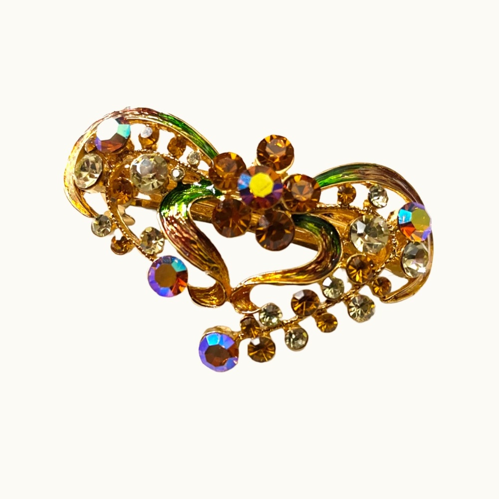 Vintage Style Golden Tone Heart Barrette